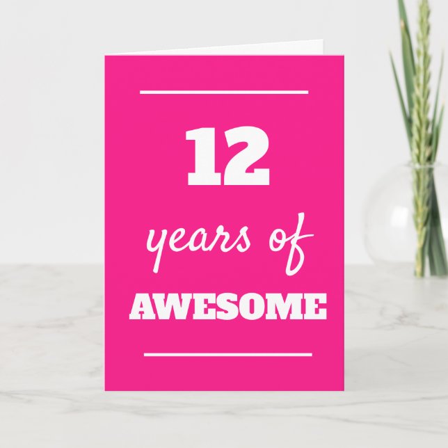 Tarjeta de cumpleaños 12 Rosa (Anverso)