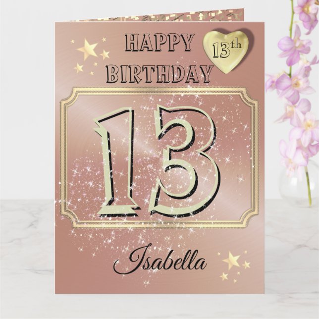 Tarjeta de cumpleaños 13 Rosa personalizada person (Orquídea)
