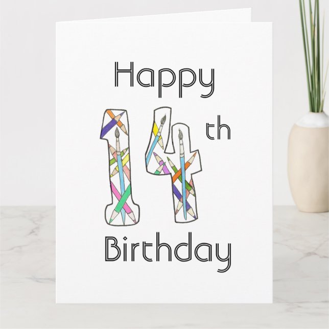 Tarjeta de cumpleaños 14ª clase de arte (Anverso)
