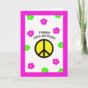 Tarjeta de cumpleaños 14 de Peace and Flowers