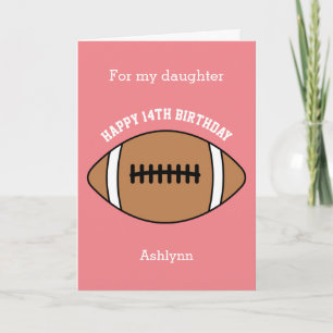 Tarjeta de cumpleaños 14 del deporte de fútbol ros
