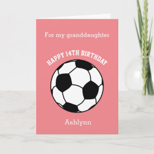 Tarjeta de cumpleaños 14 del Pink Soccer Sport