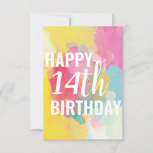 Tarjeta de cumpleaños 14 feliz ("Gradientes de acu