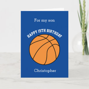 Tarjeta de cumpleaños 15º Blue Basketball Sport