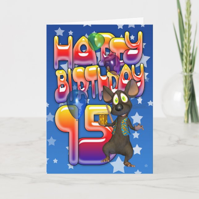 Tarjeta de cumpleaños 15, cumpleaños feliz (Anverso)