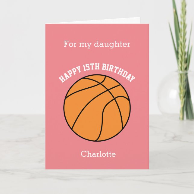 Tarjeta de cumpleaños 15 de baloncesto deportivo r (Anverso)