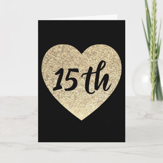 Tarjeta de cumpleaños 15 de Gold Heart (Anverso)
