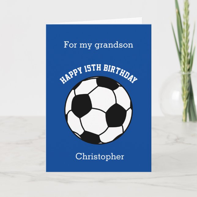 Tarjeta de cumpleaños 15 del Blue Soccer Sport (Anverso)