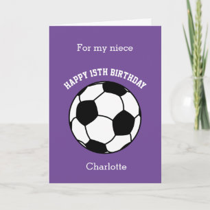 Tarjeta de cumpleaños 15 Fútbol Sport Morado