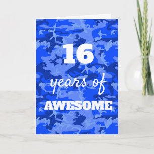 Tarjeta de cumpleaños 16º Camuflaje Azul