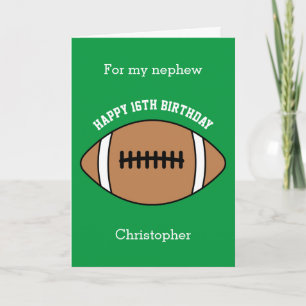 Tarjeta de cumpleaños 16º Green Football Sport