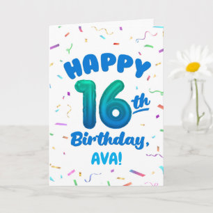 Tarjeta de cumpleaños 16 con nombre personalizado