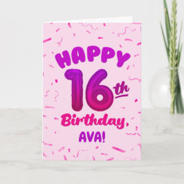 Tarjeta de cumpleaños 16 con nombre personalizado