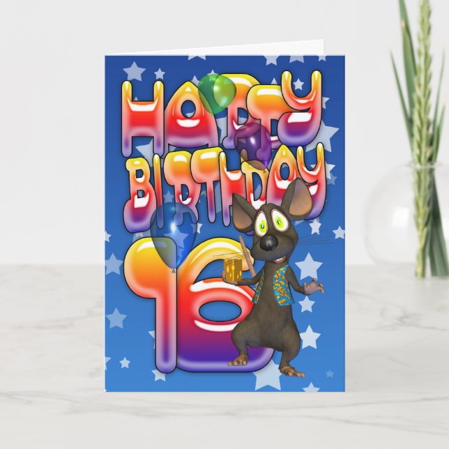 Tarjeta de cumpleaños 16, cumpleaños feliz (Anverso)