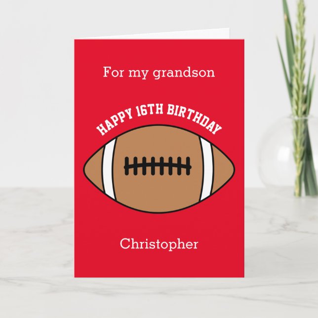 Tarjeta de cumpleaños 16 del deporte de fútbol roj (Anverso)
