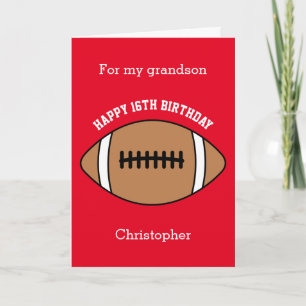 Tarjeta de cumpleaños 16 del deporte de fútbol roj