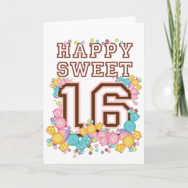 Tarjeta de cumpleaños 16 dulce feliz de Candy Land (Anverso)
