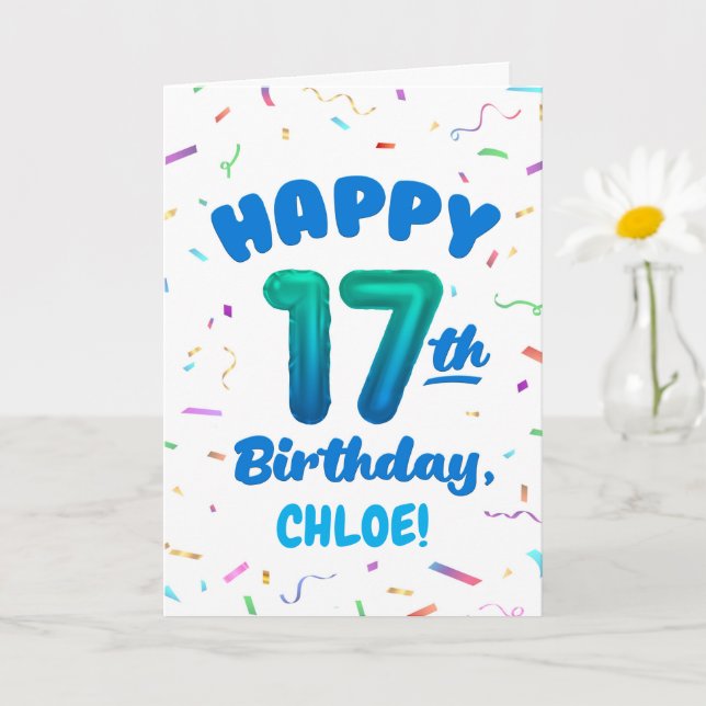 Tarjeta de cumpleaños 17 con nombre personalizado (Planta pequeña)