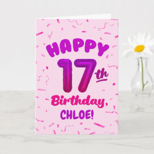 Tarjeta de cumpleaños 17 con nombre personalizado