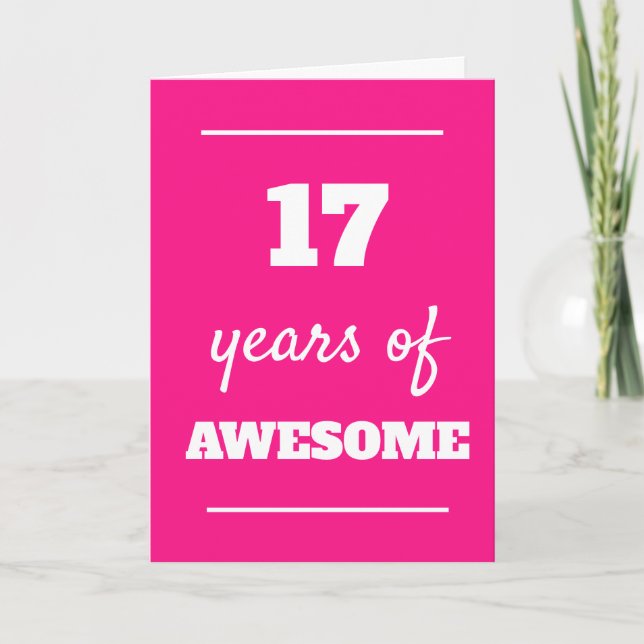 Tarjeta de cumpleaños 17 Rosa (Anverso)