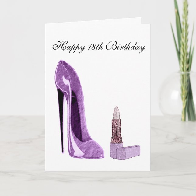 Tarjeta de cumpleaños 18 con zapato de Lilac Stile (Anverso)
