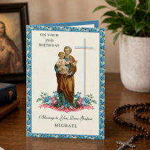Tarjeta de cumpleaños 18 de ahijado católico de Sa
