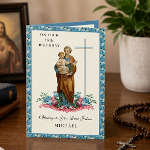 Tarjeta de cumpleaños 18 de ahijado católico de Sa