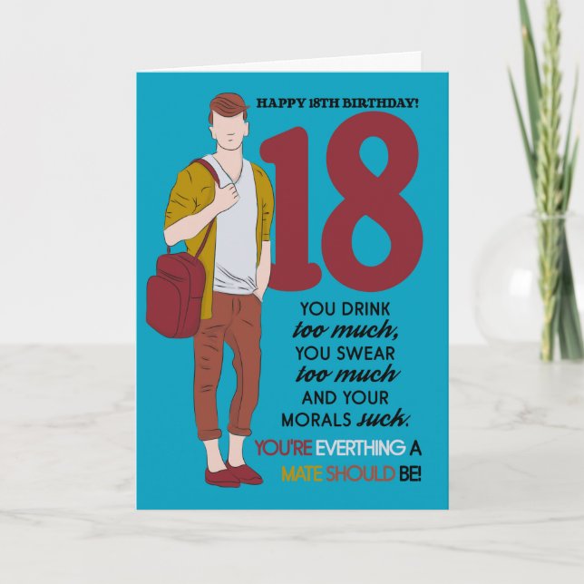 Tarjeta De Cumpleaños 18, Diversión Y Moda, Humor (Anverso)