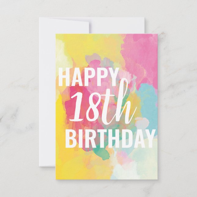 Tarjeta de cumpleaños 18 feliz ("Gradientes de acu (Anverso)