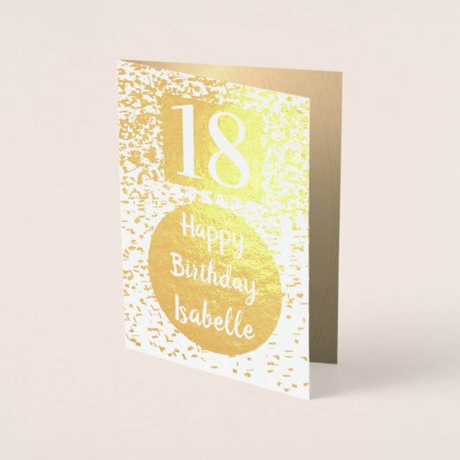 Tarjeta de cumpleaños 18 Gold personalizada (Anverso)