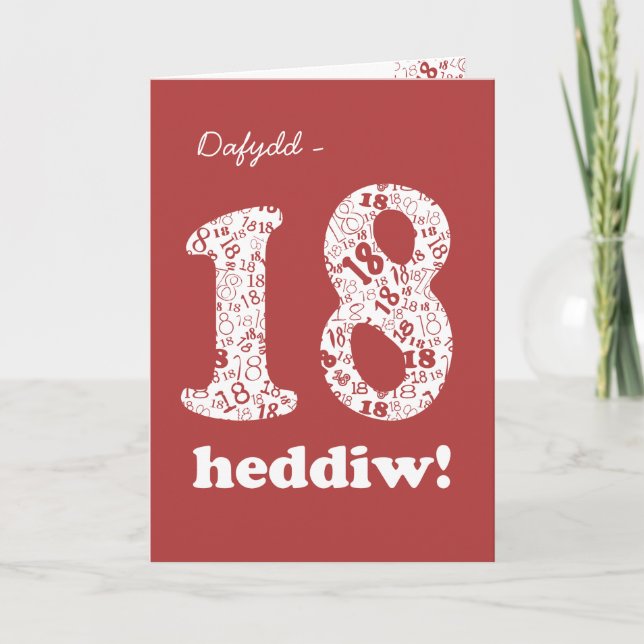 Tarjeta de cumpleaños 18 números rojos galeses per (Anverso)