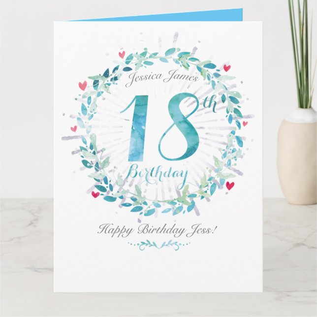 Tarjeta de cumpleaños 18 personalizada (Anverso)