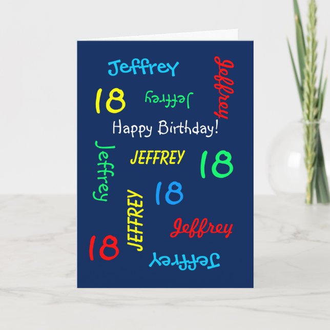 Tarjeta de cumpleaños 18 personalizada Cualquier n (Anverso)