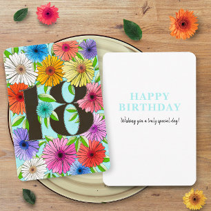 Tarjeta de cumpleaños 18 personalizada Floral Blue