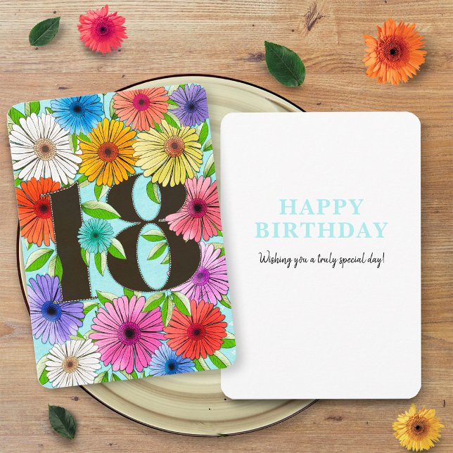 Tarjeta de cumpleaños 18 personalizada Floral Blue (Subido por el creador)