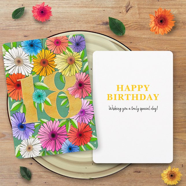 Tarjeta de cumpleaños 18 personalizada floral verd (Subido por el creador)