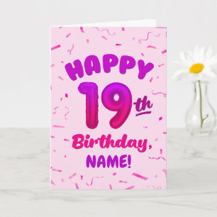 Tarjeta de cumpleaños 19 con nombre personalizado