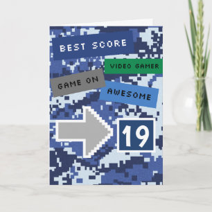 Tarjeta de cumpleaños 19 de Blue Video Gamer