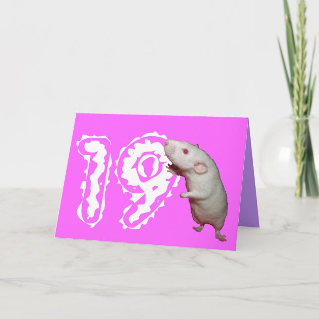 tarjeta de cumpleaños 19 de rata blanca (Anverso)