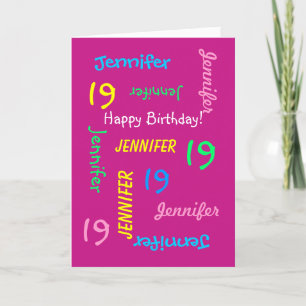 Tarjeta de cumpleaños 19 personalizada Cualquier n