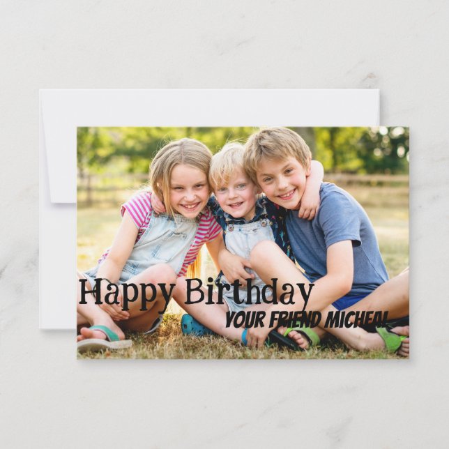 Tarjeta de cumpleaños 1 de personalizable Foto (Anverso)