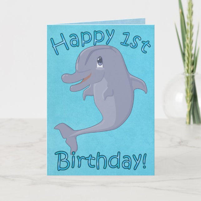 Tarjeta de cumpleaños 1 delfín (Anverso)