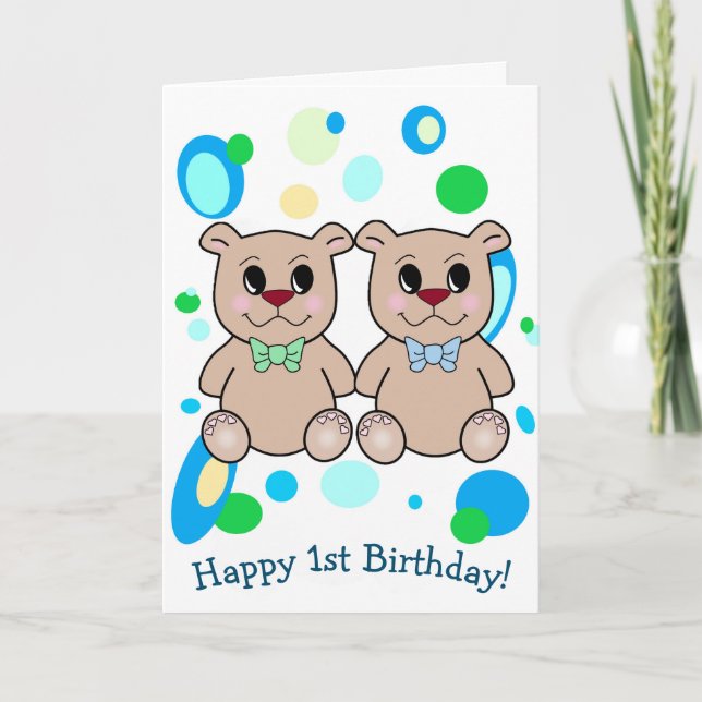 Tarjeta de cumpleaños 1 doble para niños (Anverso)