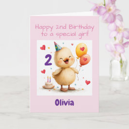 Tarjeta de cumpleaños 2º, patito, rima personaliza