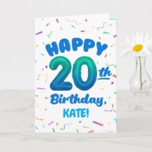 Tarjeta de cumpleaños 20 con nombre personalizado