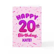 Tarjeta de cumpleaños 20 con nombre personalizado
