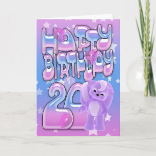 Tarjeta de cumpleaños 20 linda con pequeño zorrill