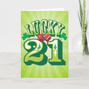 Tarjeta de cumpleaños 21 afortunada