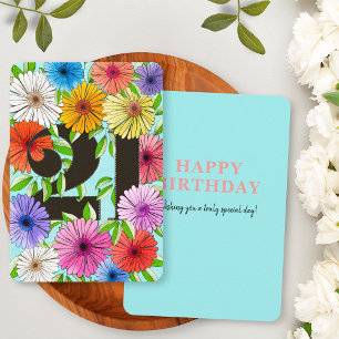 Tarjeta de cumpleaños 21 feliz floral azul acuátic
