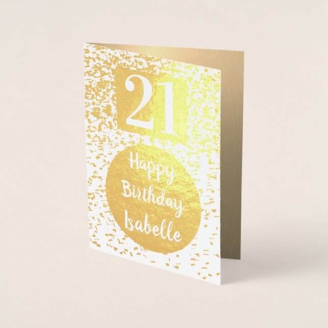 Tarjeta de cumpleaños 21 Gold personalizada (Anverso)